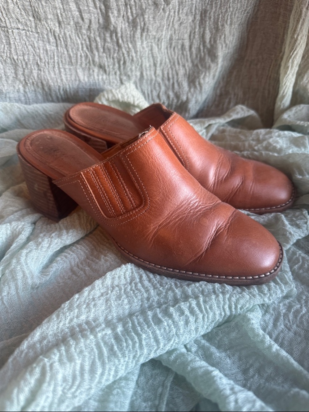 Madewell Cognac Leather Slip-On Mule
